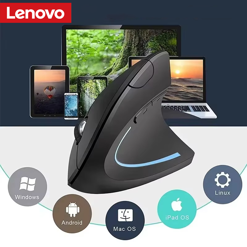 Pc Gaming Lenovo - Souris verticale sans fil Lenovo, rechargeable,