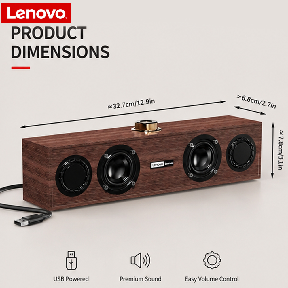 Pc Gaming Lenovo - Haut-parleur USB en bois original Lenovo