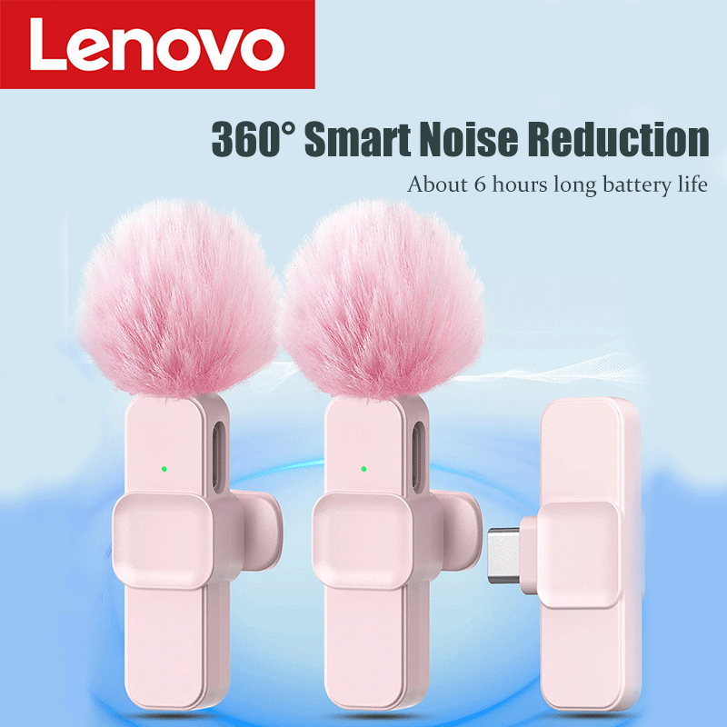 Pc Gaming Lenovo - Microphone Lavalier Sans Fil Rose Lenovo